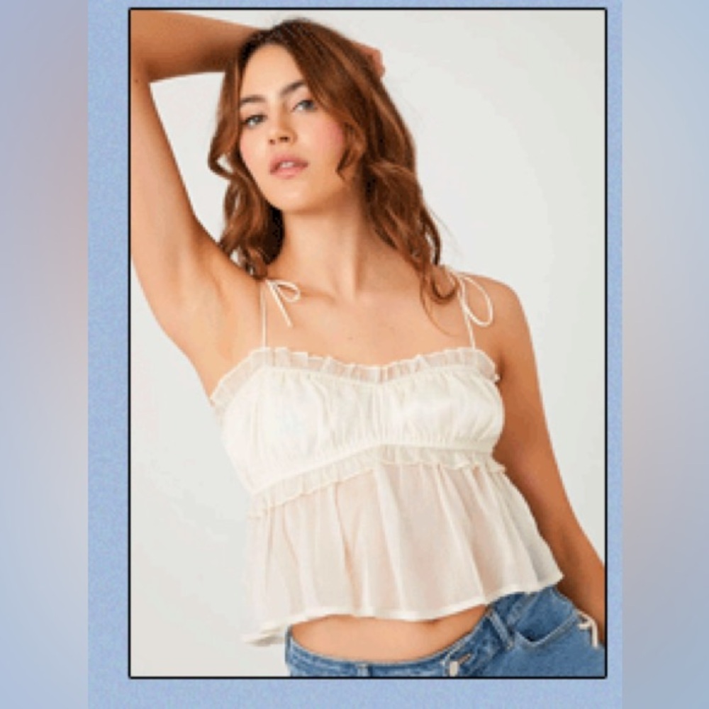 Forever 21 Cream Ruffle Camisole